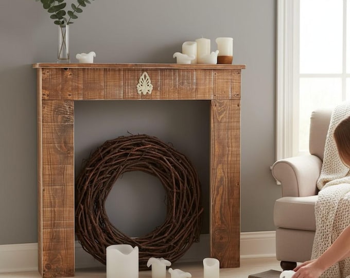 Fireplace surround fireplace console decoration fireplace Artrappe wood brown vintage country house farmhouse ready assembled