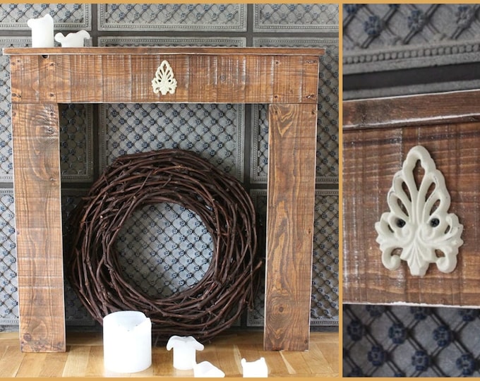 Fireplace surround fireplace console decoration fireplace Artrappe wood brown vintage country house farmhouse ready assembled