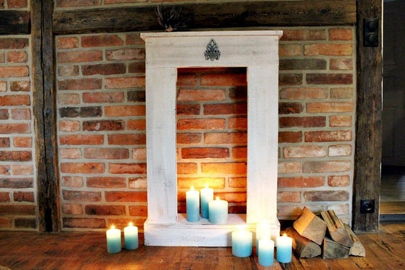 Chimenea bordeado Shabby Chic chimenea chimenea consola repisa