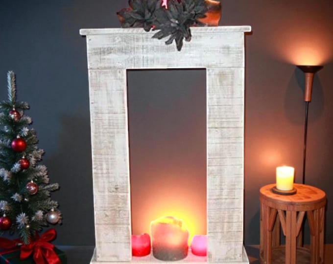 Fireplace surround fireplace console decoration fireplace mantel wood white SHABBY CHIC vintage country house farmhouse ready assembled