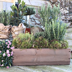 Blumenkasten " Das Original von Dekorie " aus Holz mit Holz Griffen 30 - 90 cm breit / 19,5 cm tief / in Braun