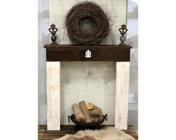 Fireplace surround fireplace console decoration fireplace Artrappe wood brown white vintage country house farmhouse ready assembled