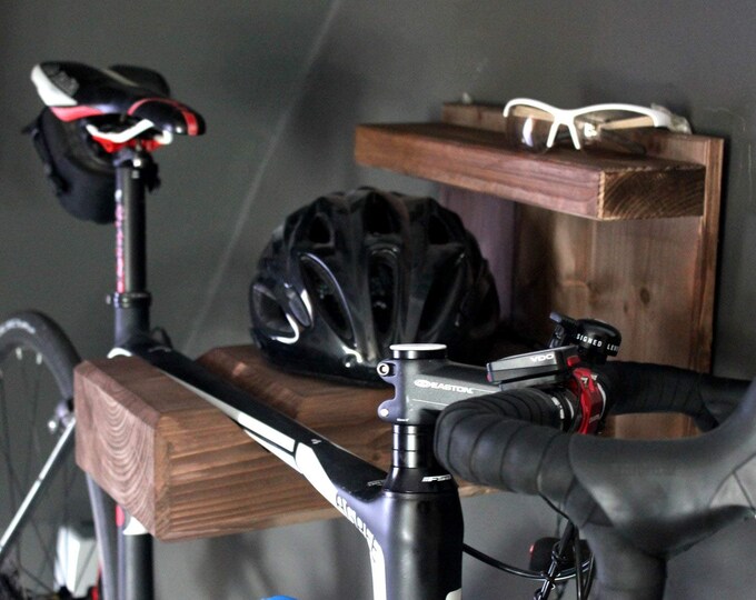 Bicycle wall mount made of wood for road bike or mountain bike - Bicycle mount for the wall - also for wide handlebars and frames