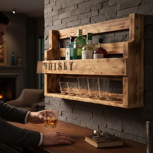Étagère Murale Jack Daniel's – Bois Massif Et Métal – Fabriquée En France