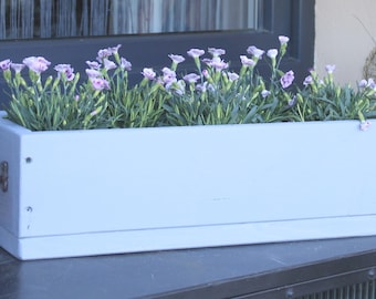Flower box " The original by Dekorie " made of wood with iron handles 30 - 90 cm wide / 19.5 cm deep / in gray