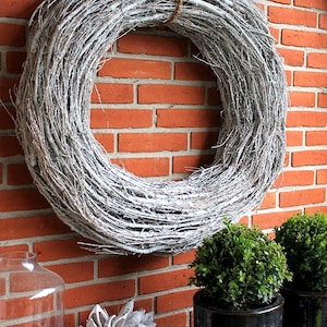 Großer Shabby Lärchen Kranz altweiß Türkranz Wandkranz Ø 80 cm Naturkranz Landhaus