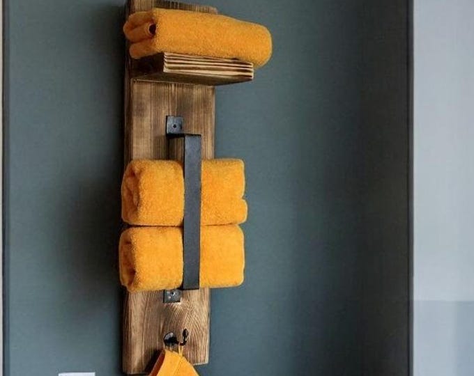 BATHROOM SHELF made of solid WOOD flamed