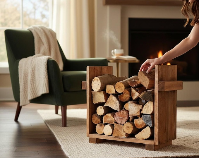 Wooden firewood rack firewood rack brown shabby vintage country house farmhouse fully assembled