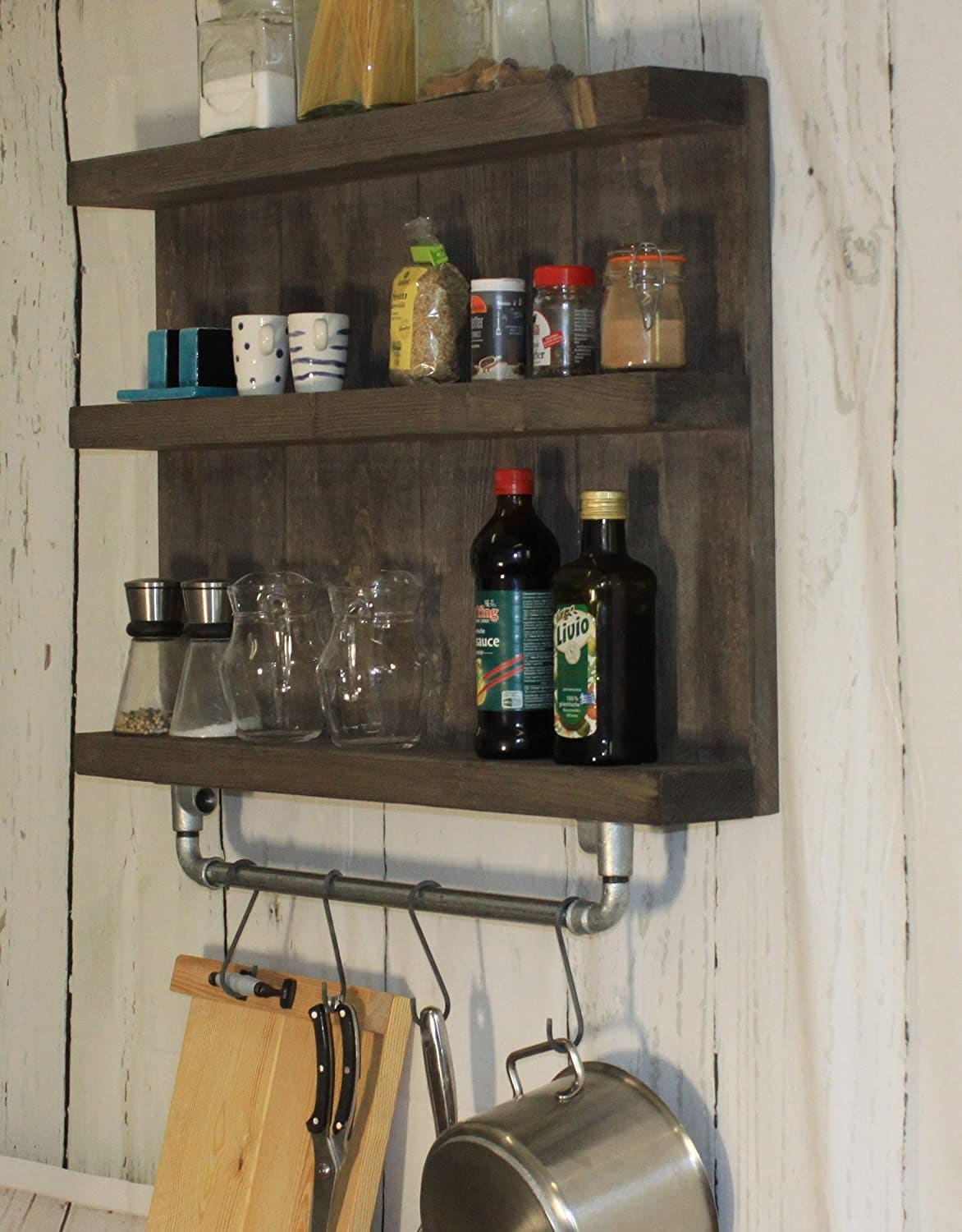 Wooden Kitchen Spice Rack, On The Wall