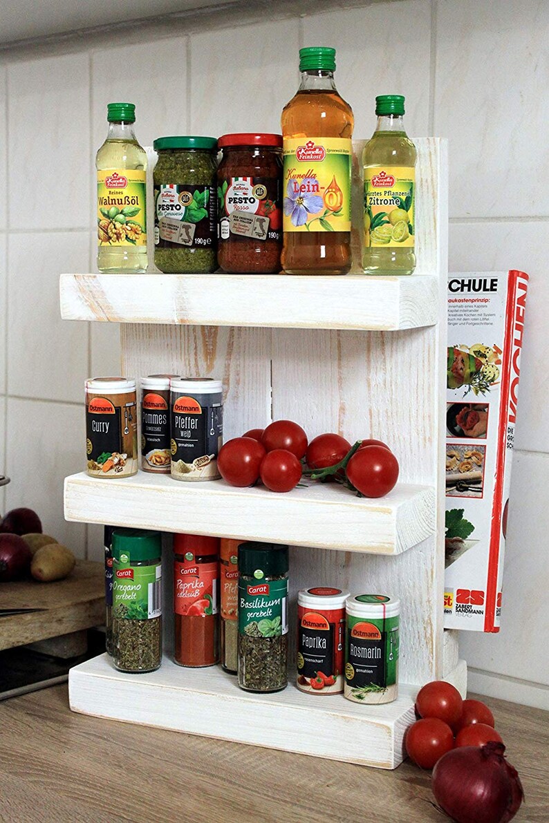 Gewürzregal aus Holz stehend Vintage Weiß 3 Stellflächen | Etsy