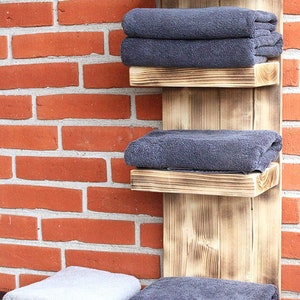 BATHROOM SHELF made of WOOD flamed
