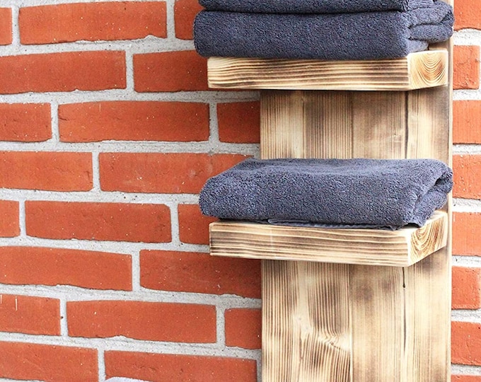 BATHROOM SHELF made of WOOD flamed