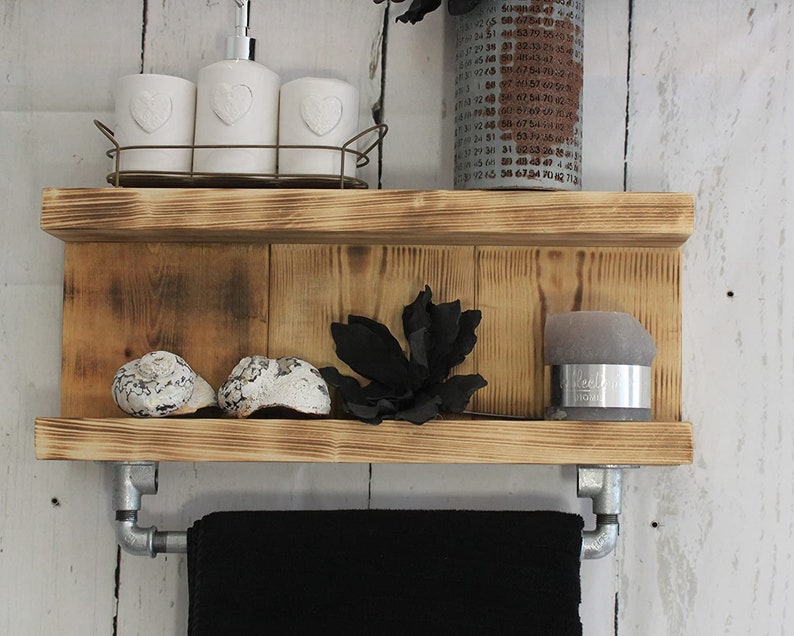 Holz Badregal mit Stange für Handtücher im Shabby Vintage Look | Etsy