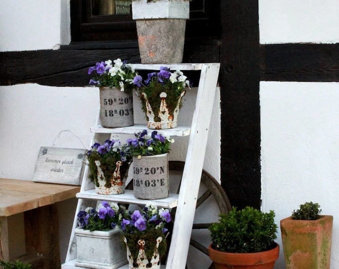 Solid wood flower stairs - White (HxWxD): 100 cm x 50 cm x 15 cm - All plants need a flower stairs