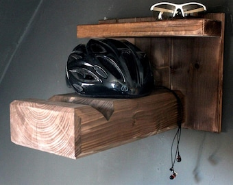 Fahrrad Wandhalterung aus Holz für Rennrad oder Mountainbike - Fahrradhalterung für die Wand - auch für breite Lenker und Rahmen braun