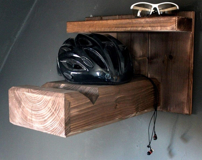 Bicycle wall mount made of wood for racing bike or mountain bike - bicycle mount for the wall - also for wide handlebars and frames brown