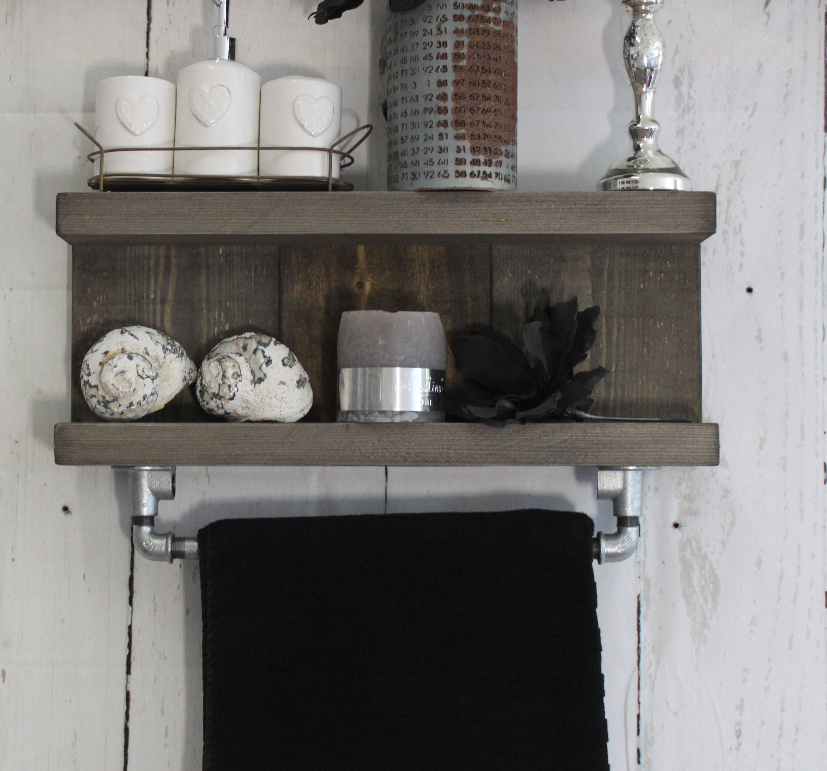 Badborte Shelf Hangostas Shabby Vintage Wood Brown Rosewood Etsy