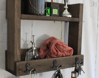 Key Shelf Wooden Country Cottage Wardrobe Wall Wardrobe Brown Farmhouse Vintage Shabby Ready Mounted