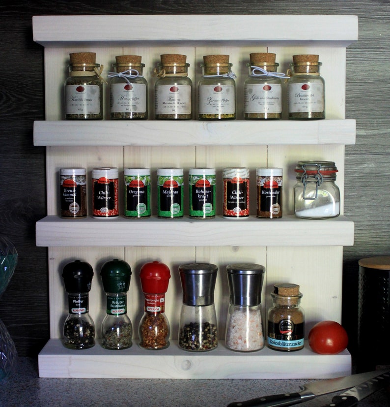Gewürzregal aus Holz für die Wand oder stehend Weiß | Etsy
