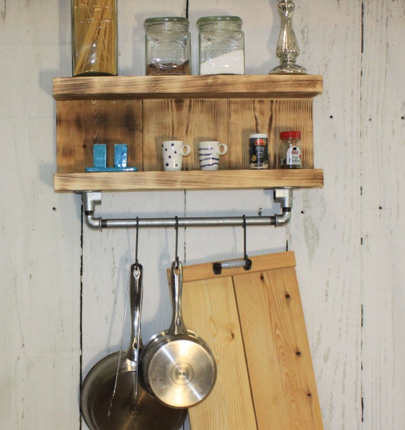 Kitchen Border Spice Rack Hanging Shelf Shabby Vintage Wood Etsy