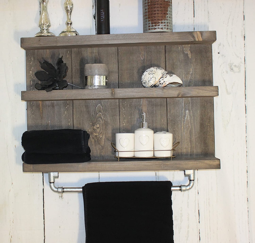 Wooden Bathroom Shelf Colour: Brown Vintage Bathroom Shelf for the Wall ...