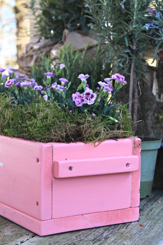 Blumenkasten " Das Original von Dekorie " aus Holz mit Schriftzug und Holz  Griffen 50 - 90 cm breit / 19,5 cm tief / in pink / rosa - Etsy sterreich