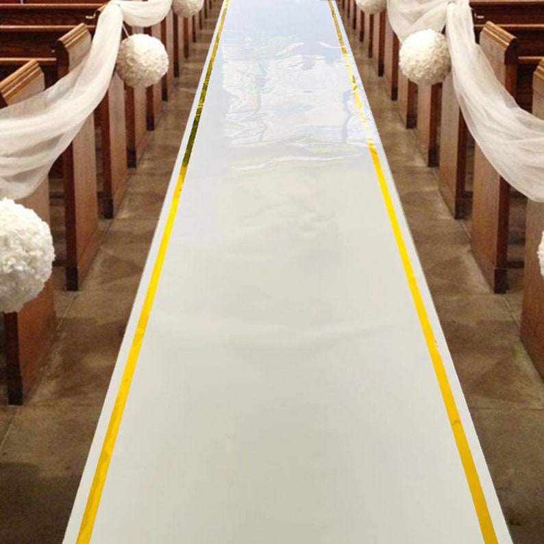 Gold Lines White Mirrored Reflection Aisle Runner Engagement Etsy