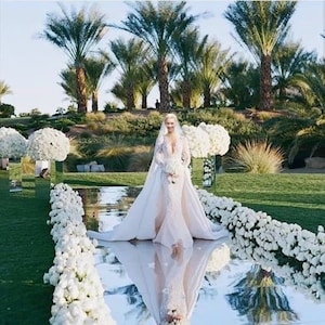 パーソナライズされたミラー反射通路ランナー婚約装飾教会の結婚式のアイテム屋内屋外装飾のアイデアパーティープロム
