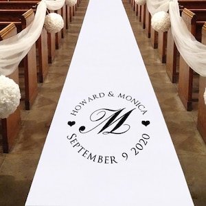 White 40inches Personalized Aisle Runners Totally Not Sheer Monogram initial print Wedding Accessories Runner Rug Engagment Prom Party Decor
