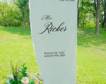 White Linen Bridal Shower Welcome Sign: Rustic Wedding Decor