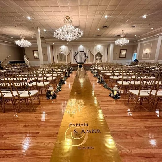 Personalized Gold Vinyle Aisle Runner Wedding Decoration Engagment Party Ceremony Customized decor memory