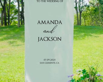 Fabric Wedding welcome sign, Fabric Rustic Sign Wedding Banner Decoration, Personalized Print Elegant Wedding Drop Banner, Backdrop