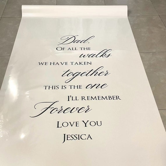 Of all the walks Personalized Monogram Glossy White Mirrored reflection aisle runner engagement wedding decor Romantic Remember forever