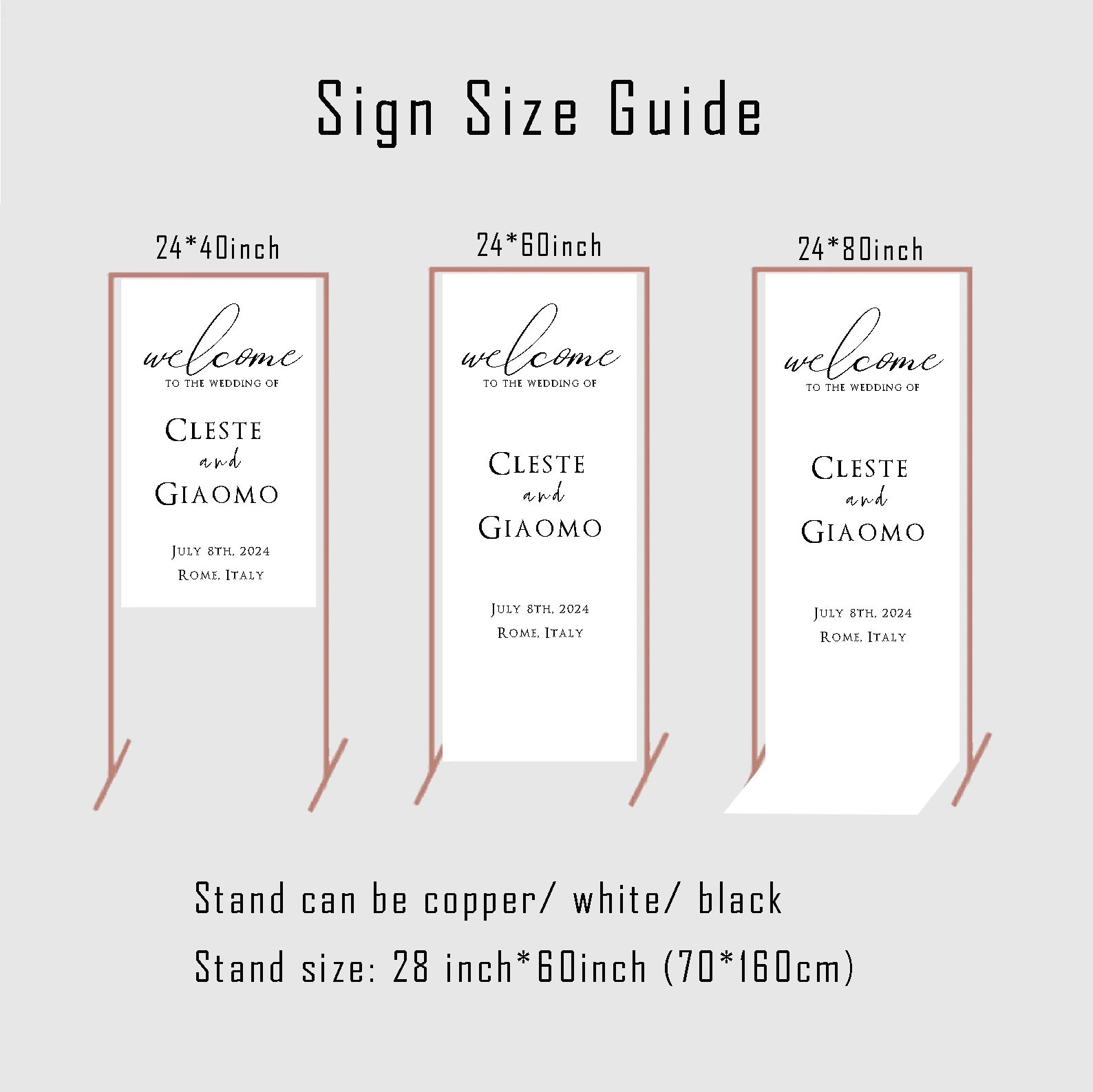 Wedding sign size guide | Honestweddingadvice.com Wedding sign size guide | Honestweddingadvice.com