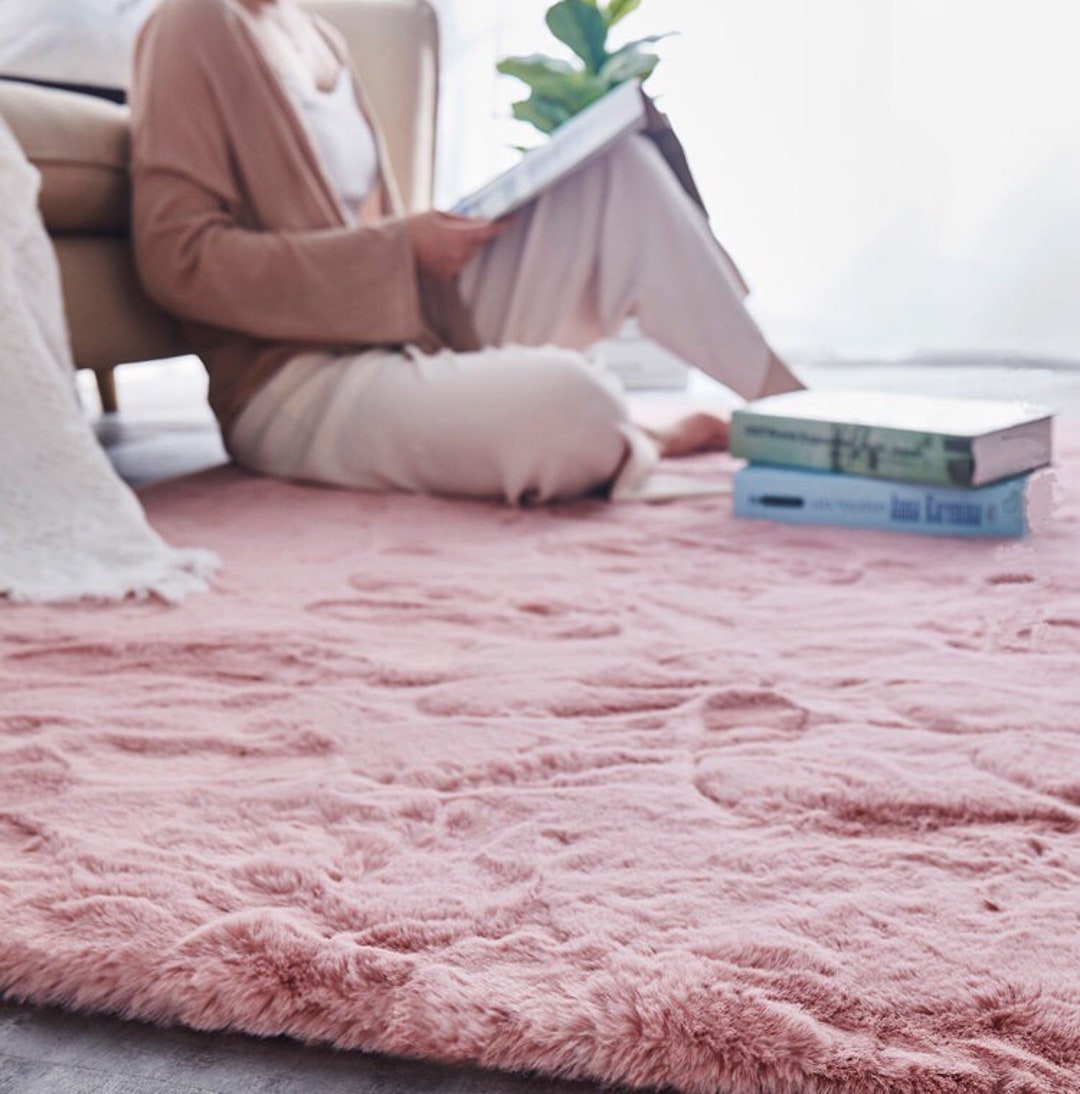 5ft Soft Faux Fur Rabbit Rectangle Round Area Rug Living Room Decor White Grey Carpet Very Soft 3ft Thicken Etsy
