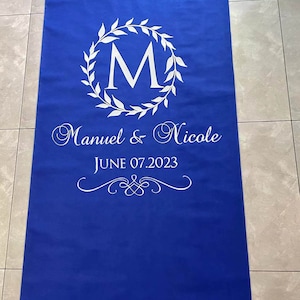 Royal Blue Custom Name Monogram Personalized Aisle Runners No Sheer Wedding Decoration Accessories Runner Rug engagement prom party