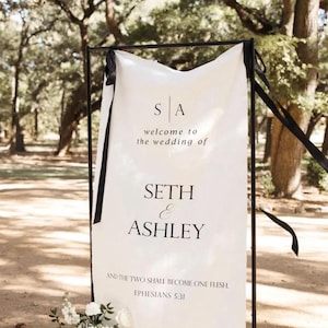 Fabric Wedding welcome sign, Fabric Rustic Sign Wedding Banner Decoration, Personalized Print Elegant Wedding Drop Banner, Backdrop