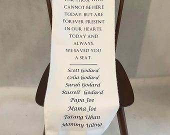 White Wedding memorial sign, Fabric Rustic Sign Wedding Banner, Wedding Decoration, Personalized Print Elegant Wedding Drop Banner