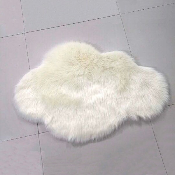 Size Personalized cloud shape area rug kids nursery ivory gray girl room decoration mats soft warm shaggy pads faux fur plat mats gift ideas