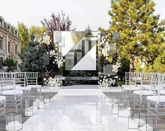 8ft wide White Mirrored reflection aisle runner engagement decorations Church wedding items indoor outdoor decoration ideas Party prom decor