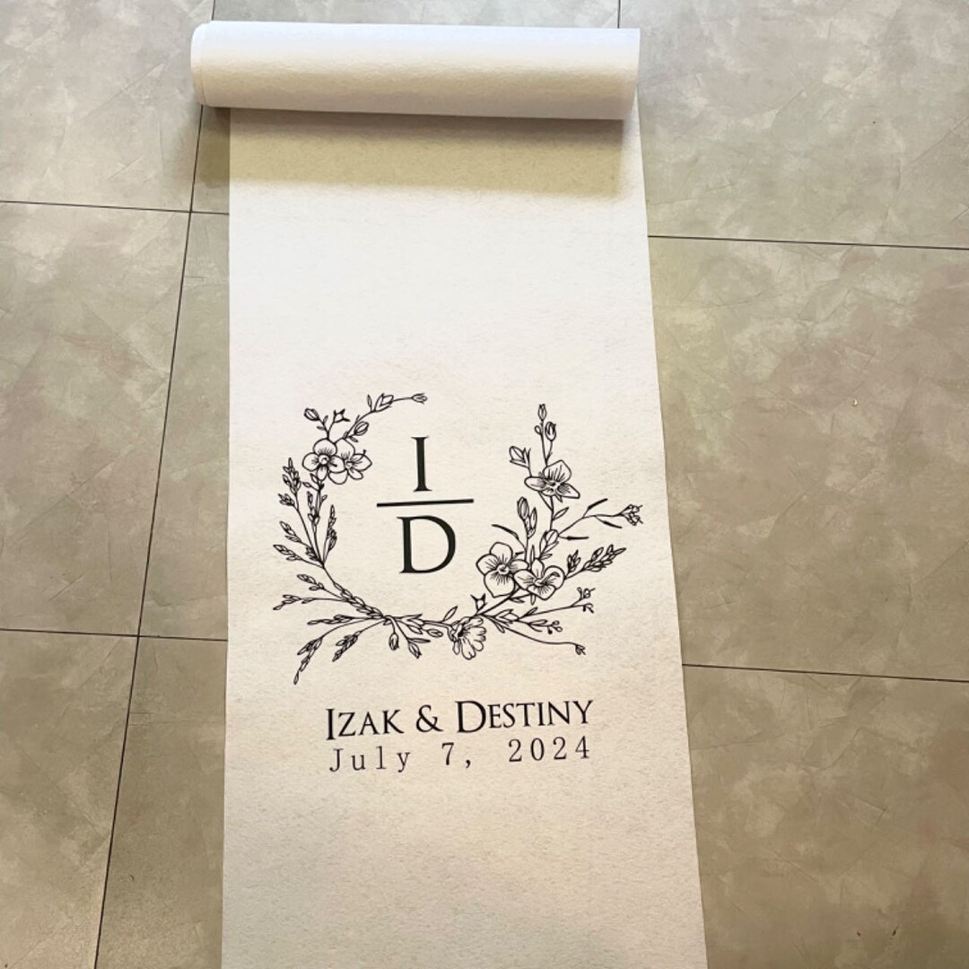Flowers Personalized Aisle Runners Totally Not Sheer Monogram Initial