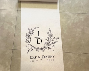 Caminos de pasillo personalizados con flores, estampado inicial de monograma, accesorios de boda, alfombra de corredor, decoración para fiesta de graduación y compromiso