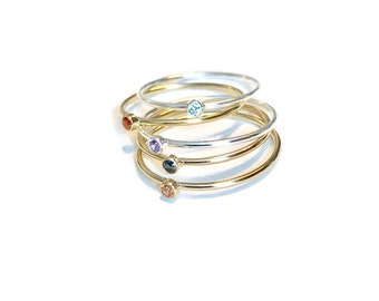 Cubic zarconia stackable rings, stackable rings, stackable bands, dainty rings, gold bands, silver bands