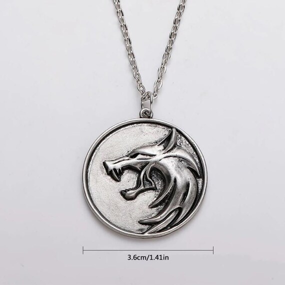 Witcher Wolf Head Medallion Cosplay Geralt Rivia Pendant Necklace Netflix Witcher Wolf Head Medallion Cosplay Geralt Rivia Pendant Necklace Netflix