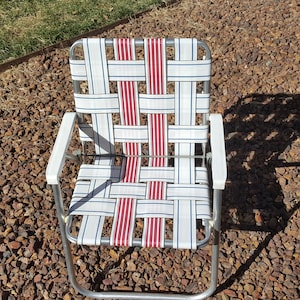 Sunbeam Lawn Chair Folding Chair Aluminum Frame Red White Blue Lawn Chair