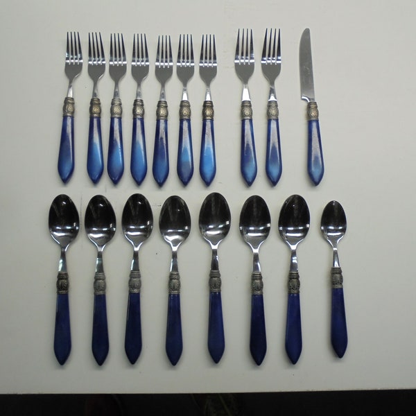 Hampton Argent 188 Capped Blue Flatware Set of 18 Pcs Stainless