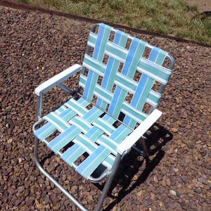 Sunbeam gazonstoel klapstoel aluminium frame wit blauw tuinstoel goede singelband snel schip
