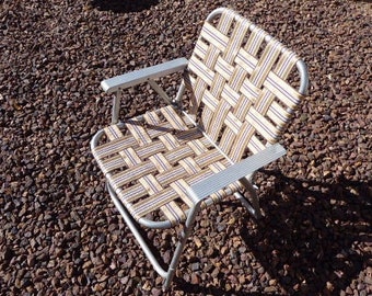 Folding Aluminum Lawn Chair Gold Webbing