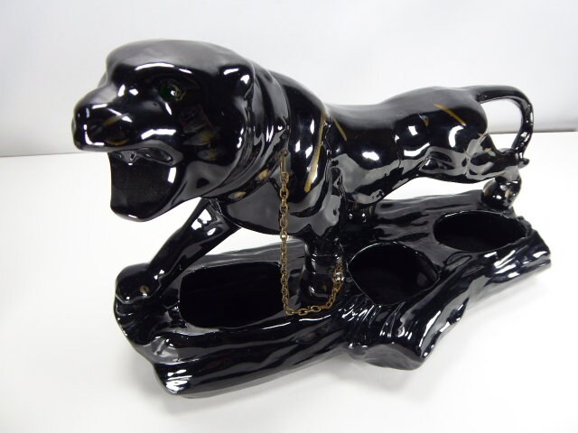 Black Jaguar / Panther Ceramic Statue MCM TV Topper Stalking