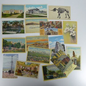Lote de 16 cartões postais vintage Novo México Los Angeles Utah Kansas